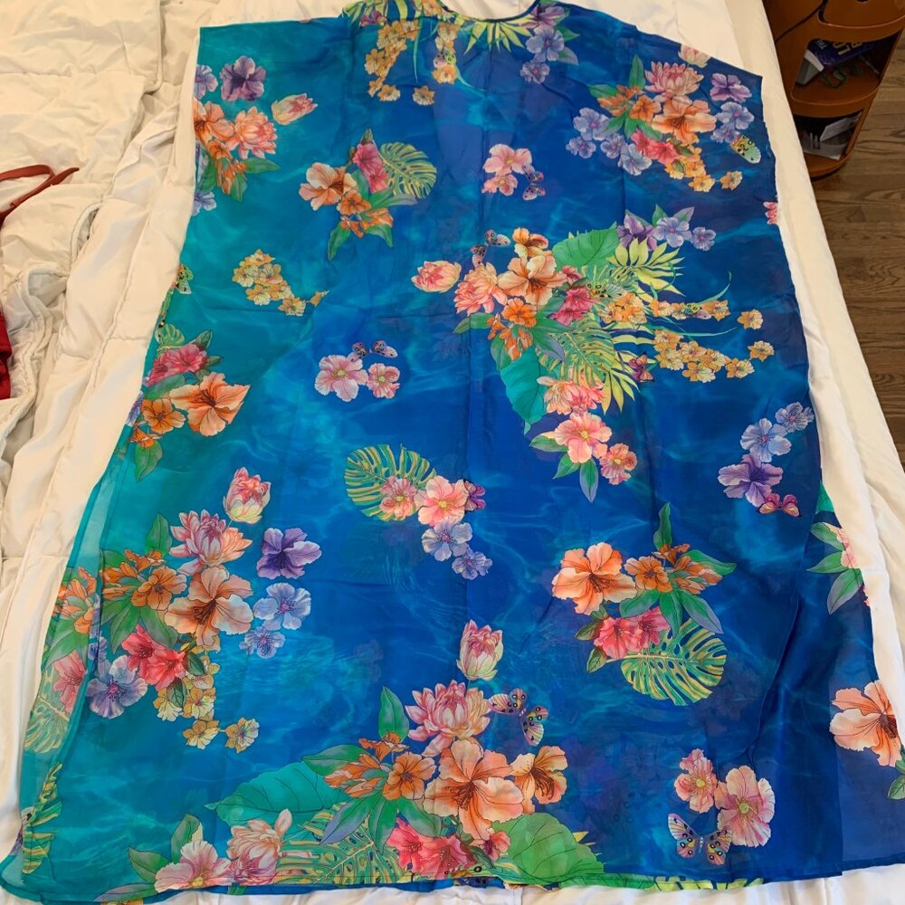 Johnny Was Water Tropic Kaftan & Tie Dye Twist Keyhole One Piece NWT - Picture 10 of 11